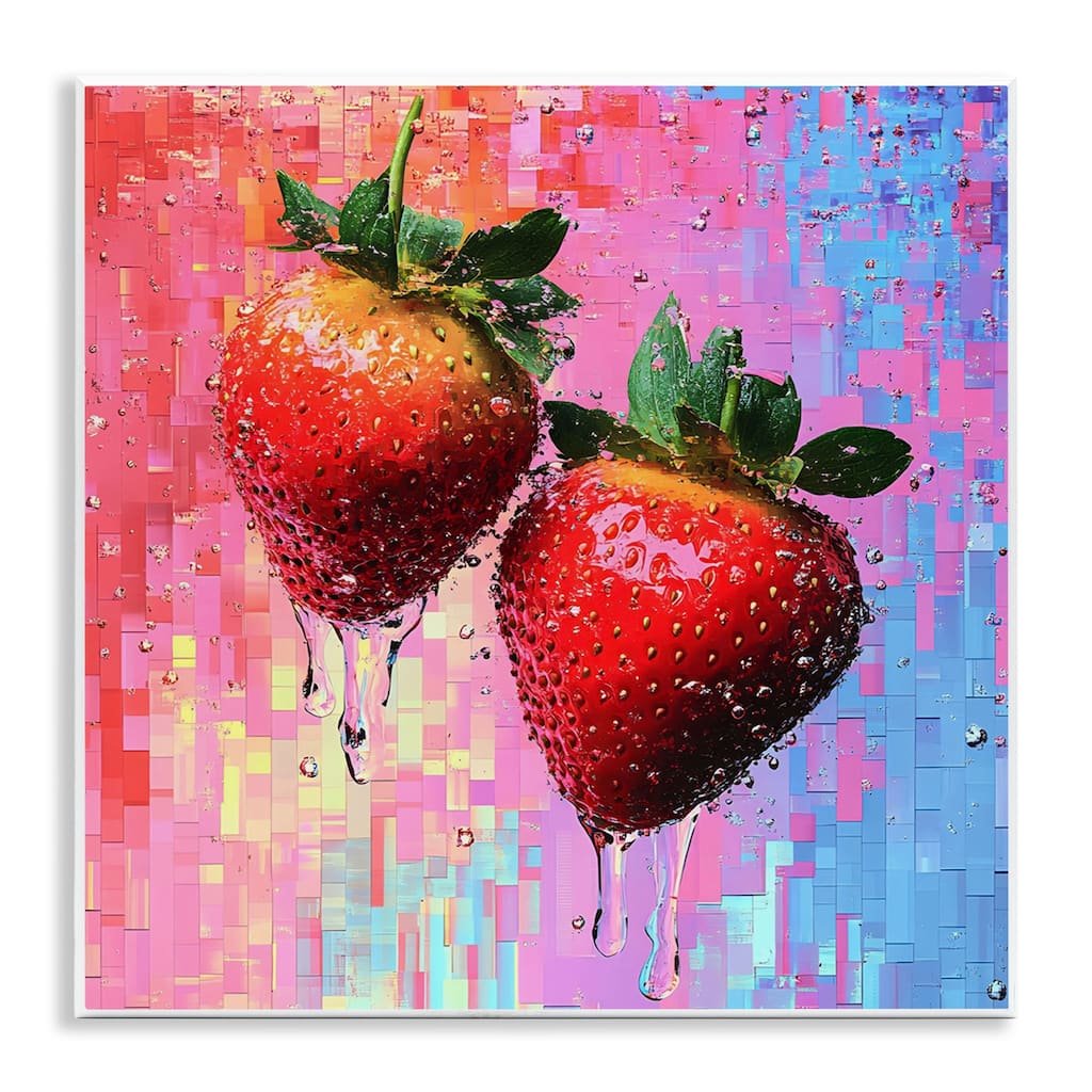 Stupell Lush Strawberries with Water Drip Wall Plaque Art Design By LSR Creative Studio