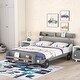 preview thumbnail 1 of 9, Full Size Creativity Kids Bed Car-Shaped Platform Bed, Unique Wooden Frame Kids Bed with Footboard and Storage Shelf, Grey Grey - Full