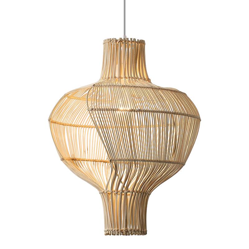 1-Light Coastal Style Creative Brown Hand-Woven Rattan Hanging Pendant Light - 15.74" W x 17.71" H