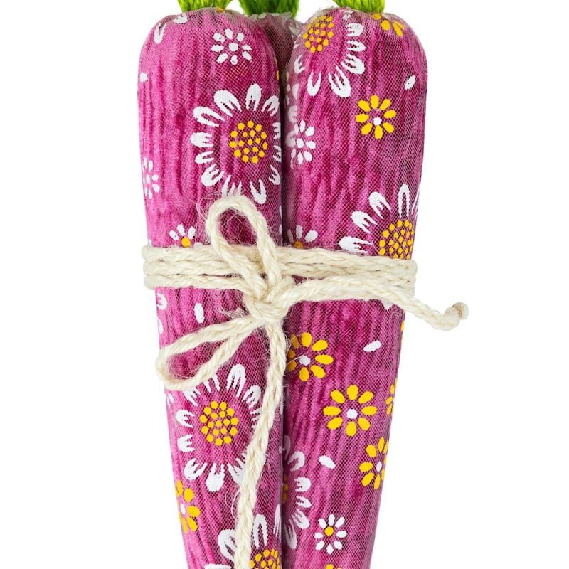 Floral Easter Carrot Decorations - 10.25" - Set of 3