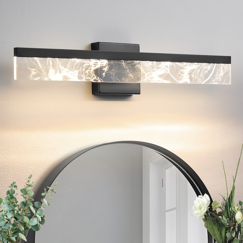 LED Bathroom Vanity Light 24/32/39 inch Dimmable Metal Wall Sconce - Black/Warm White Light - 24-Inch - Black