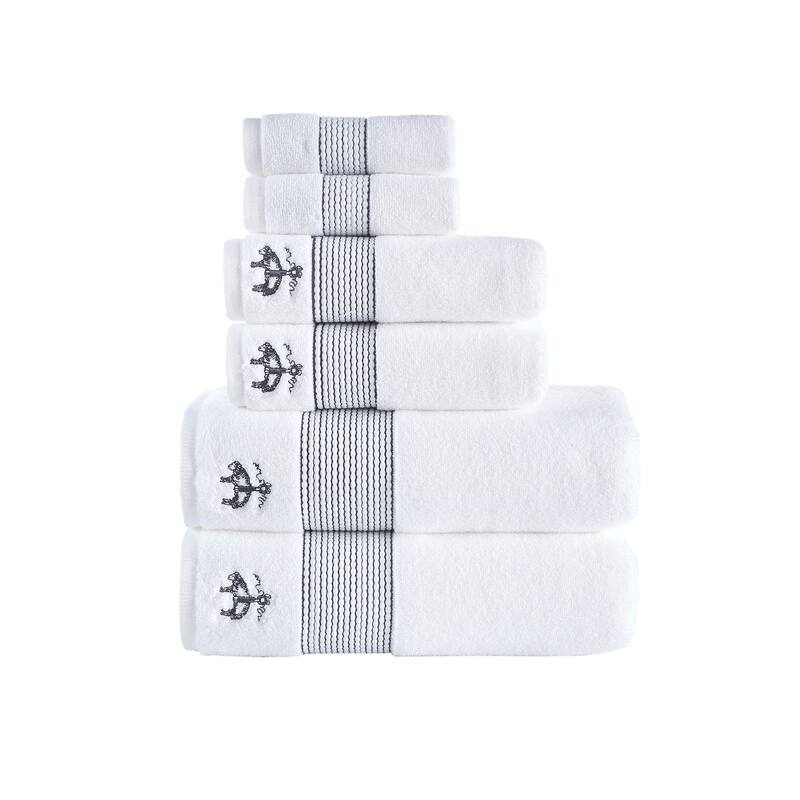 Brooks Brothers Rope Stripe Border 6 pcs Towel Set - Anthracite