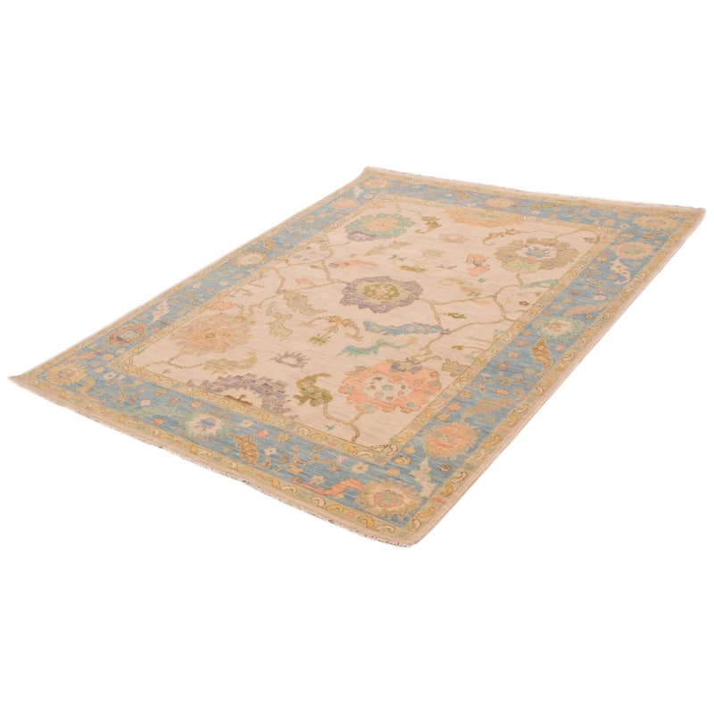 ECARPETGALLERY Hand-knotted Modern Oushak Ivory Wool Rug - 7' 11" x 10' 6"
