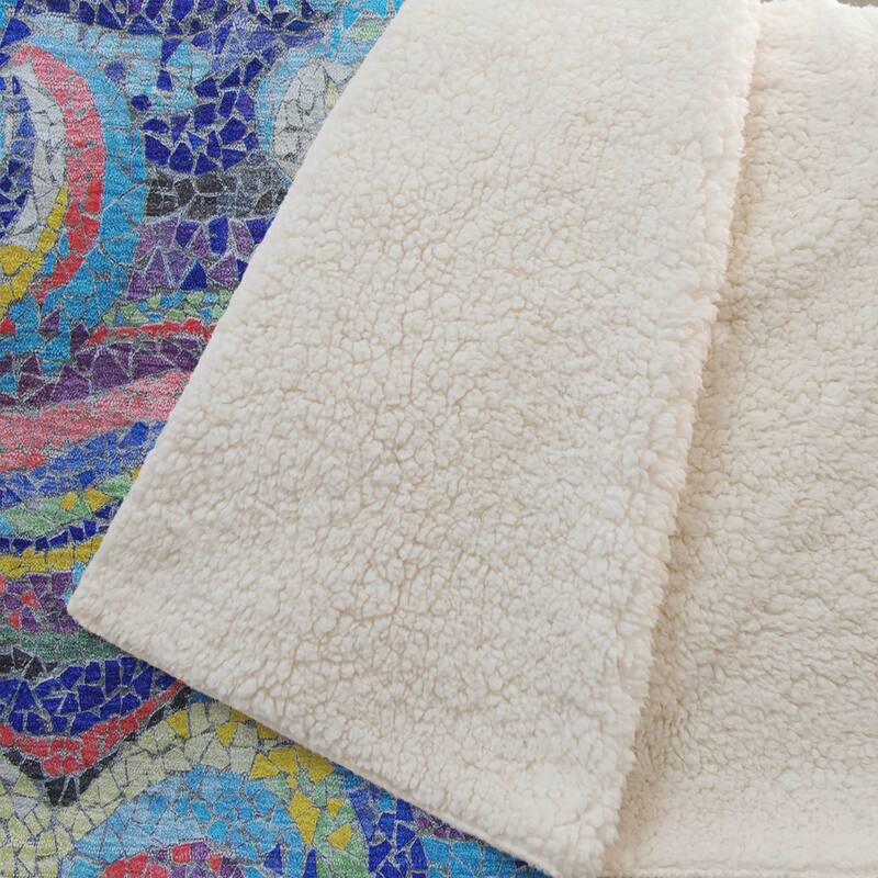 Premium Machine Washable ASB193 Mosaic Wave Sherpa Throw Blanket