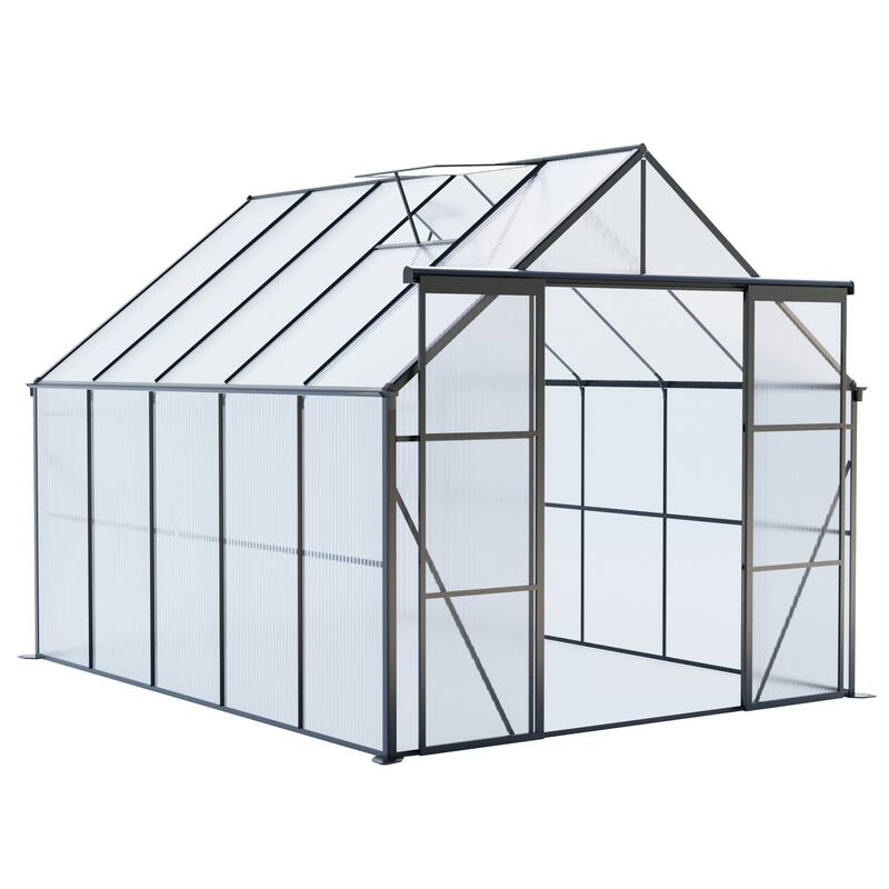 UV-Resistant Greenhouse Shed Plant Shed Garden Shed with Sliding Door & Adjustable Roof, Rust-proof, Weatherproof