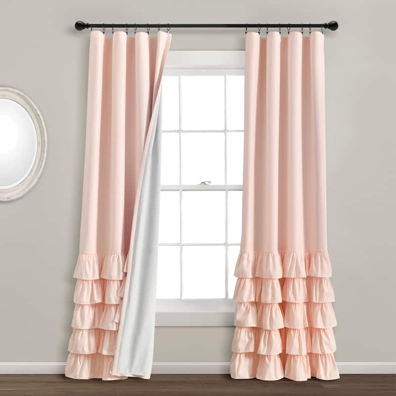 Lush Decor Allison Ruffle 100% Lined Blackout Window Curtain Panel