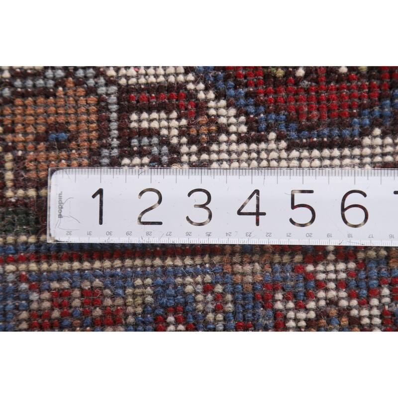 Red Geometric Heriz Serapi Indian Foyer Rug Hand-knotted Wool Carpet - 2'0"x 3'0"