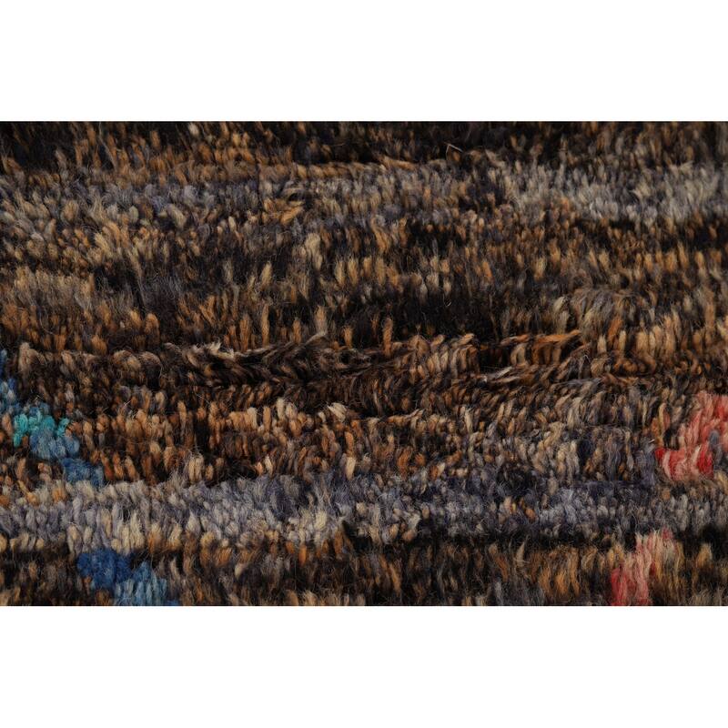 Brown Plush Moroccan Oriental Area Rug Hand-Knotted Wool Carpet - 6'1" x 10'0"