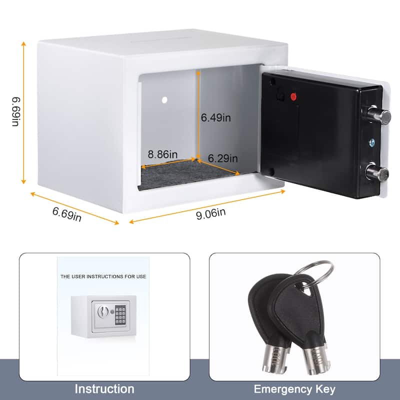 Fireproof Small Safe Box Digital Electronic Security Safe Box for Home - overstock.com/bedbathandbeyond.com - White - Rust Resistant - Under 5 - Fire-Resistant Safes