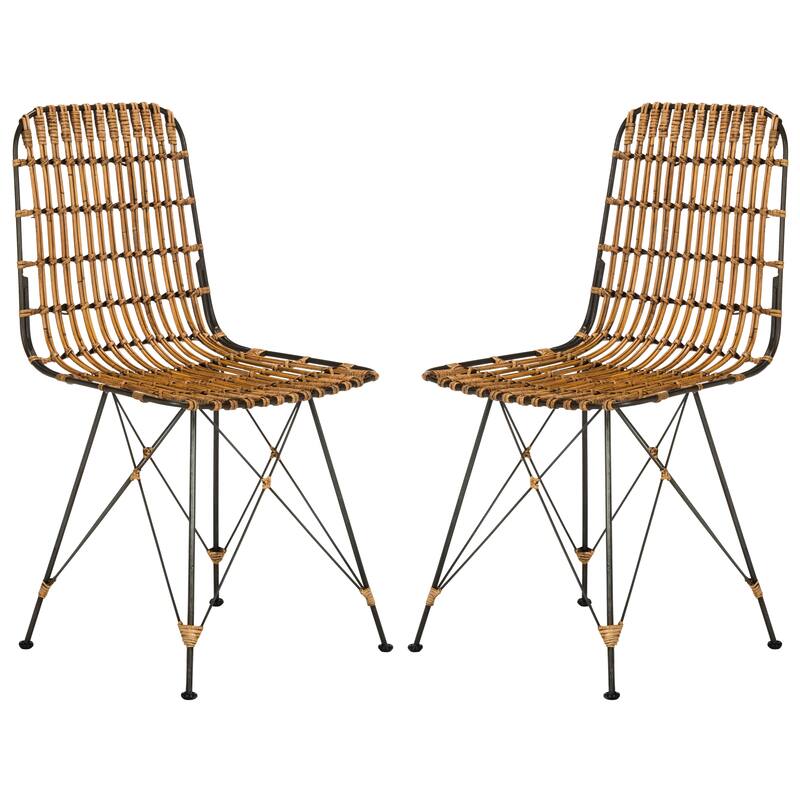 SAFAVIEH Innocenta Wicker Croco Brown Dining Chair (Set of 2) - 18.1" x 19.7" x 33.7" - 18Wx20Dx34H