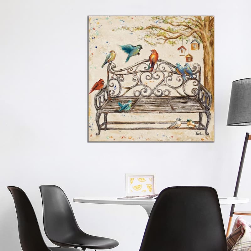 iCanvas "Birds on the Bench" by Patricia Pinto Canvas Print - 37x37x1.5