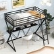 preview thumbnail 1 of 9, Twin Loft Bed with Desk and Guardrails, X-Shaped Frame, Black Black