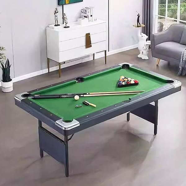 65.7&quot;L Portable Pool Table, Billiard Table, Includes Balls, Cues 