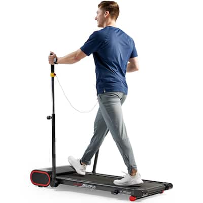 Sunny Health & Fitness Smart Slim Treadmill w Arm Exerciser SF-T723007 - Black - 49.6 x 25.4 x 50.4 Inches