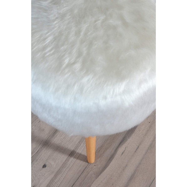 Grey fluffy footstool sales
