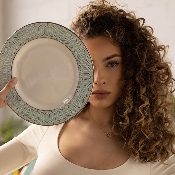 Ozarke Tiffany Blue 12-Piece Plate Sets Ceramic Bone China