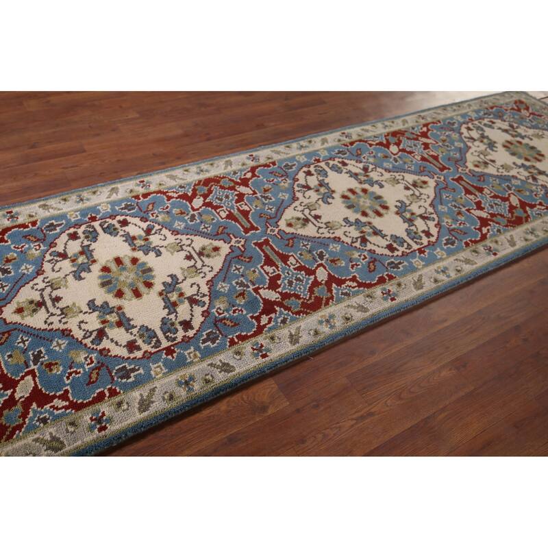 Blue Kazak Oriental Runner Rug Hand-Knotted Wool Carpet - 2'8"x 8'2"