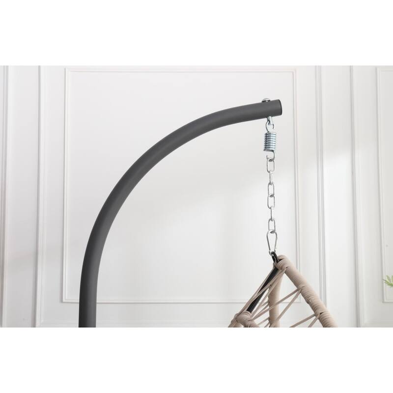 Linen Gray Egg Hanging Chair with Stand - 24.4