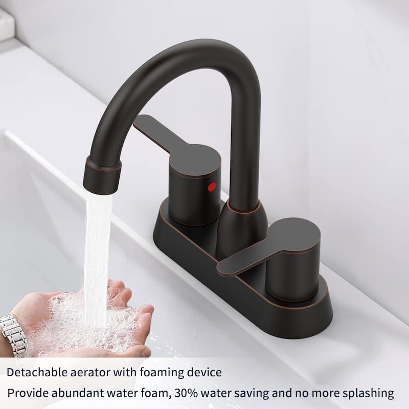 Centerset Bathroom Faucet with 2 Handles in Oil Rubbed Bronze - 6.22" x 2.12" x 8.26"