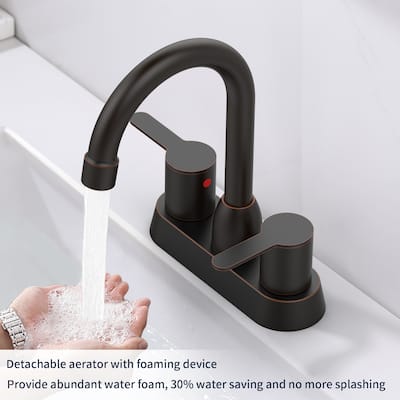 Modern 2 Handle 360 Degree Swivel Bathroom Sink Faucet with Aerator No Leak Valve, Water Saving, Splash and Fingerprint Proof
