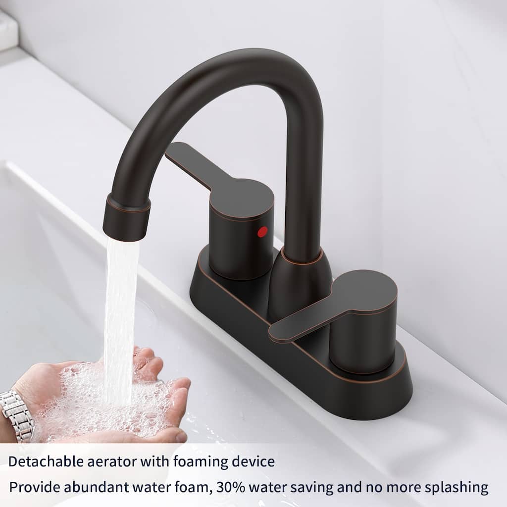 Modern 2 Handle 360 Degree Swivel Bathroom Sink Faucet with Aerator No Leak Valve, Water Saving, Splash and Fingerprint Proof