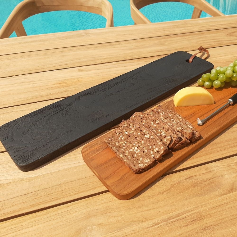 Nordic Teak 24" Charcoal Charcuterie/Cutting Board - Black