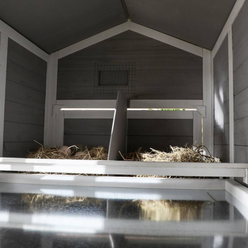 PawHut Wooden Chicken Coop with Run for 3 - 4 Chickens, Hen House with Nesting Box, Removable Tray, Outdoor Poultry Cage