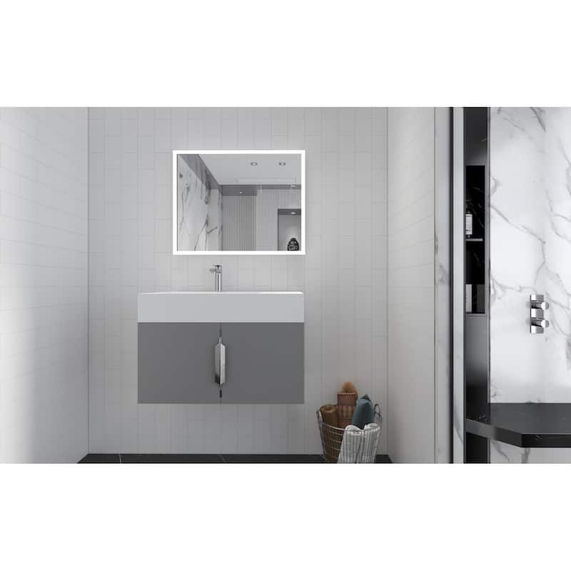 Amazon 30" Wall Mounted Bathroom Left Basin Vanity Set w/ White Top