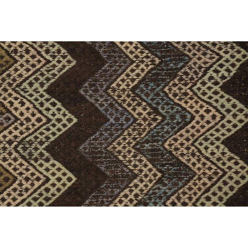 Hand Woven Oriental 100% Wool Carpet Southwestern Tribal Multi-Colored Kilim Runner Rug - 9' 5'' X 3' 0''