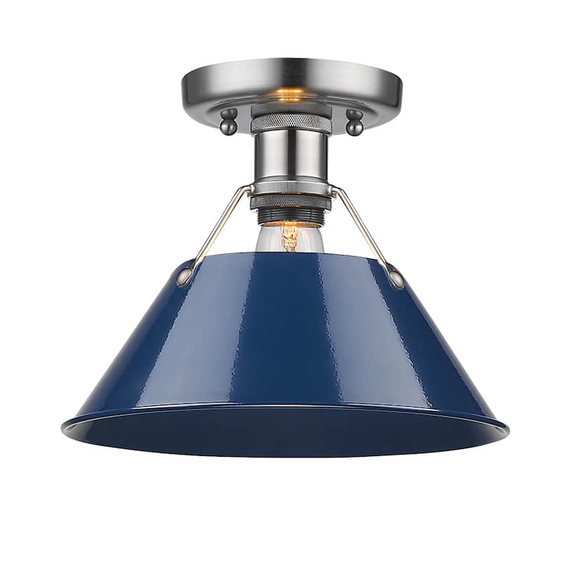 Yep by Golden Lighting Orwell 1-light Flush Mount in Pewter and Navy Blue shade