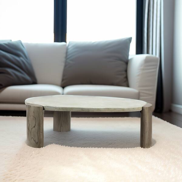 CUSchoice Weathered Gray & Oak Finish Coffee Table 47"L X 28"W X 16"H