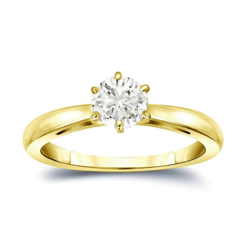 Auriya 14k Gold 1/3ctw Round Solitaire Diamond Engagement Ring