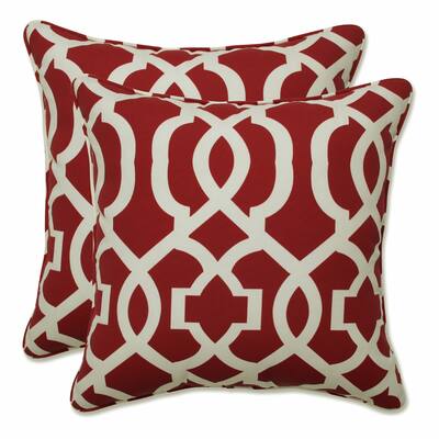Pillow Perfect Outdoor New Geo Red 16.5-inch Throw Pillow (Set of 2) - 16.5 X 16.5 X 5 - 16.5 X 16.5 X 5