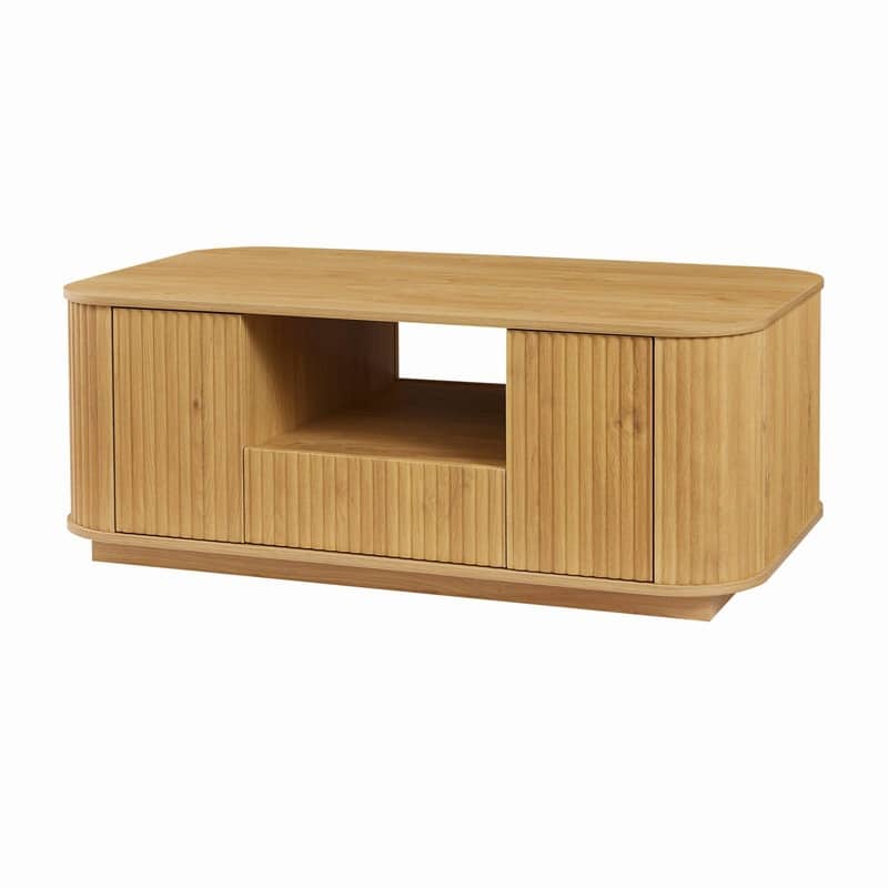 Modern 46.5" Oval Coffee Table with Storage Drawers and Unique Curved Design for Living Room Spaces