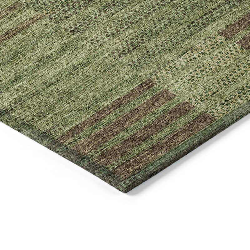Machine Washable Indoor/ Outdoor Modern Stripes Chantille Rug