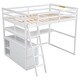 preview thumbnail 13 of 24, Full Size Loft Bed with Desk, Shelves, and Two Built-in Drawers
