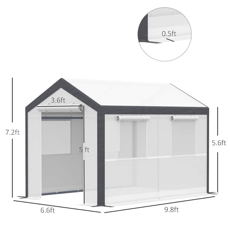 UV-Resistant Plant Nursery Shed with Roll-Up Windows & Zippered Doors, Air Vents, Tear-resistant Garden Shed Greenhouse