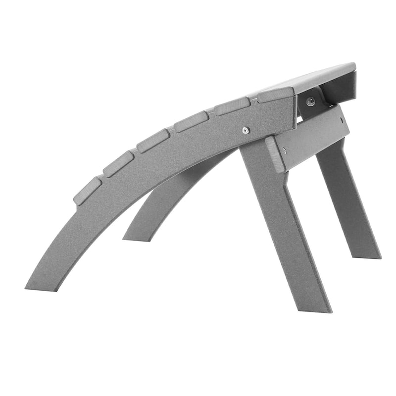 Grey HDPE Folding Adirondack Ottoman Footrest with Slatted Surface Ideal for Outdoor Use - 21.5"L x 18.9"W x 14.8"H