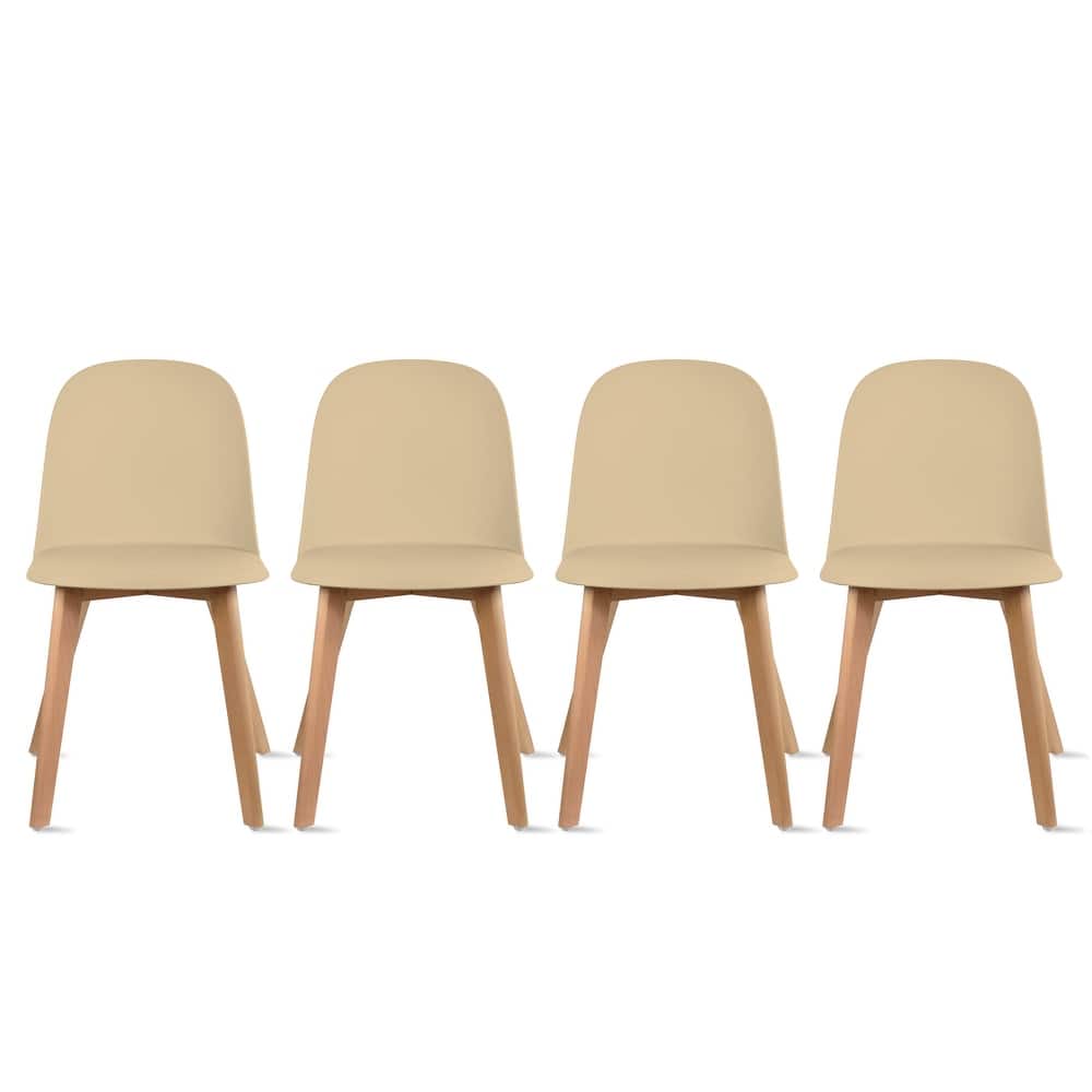 Set of 4 Plastic Dining Side Chair Wood For Event Kitchen Office Event Garden Patio Cafe Indoor Outdoor