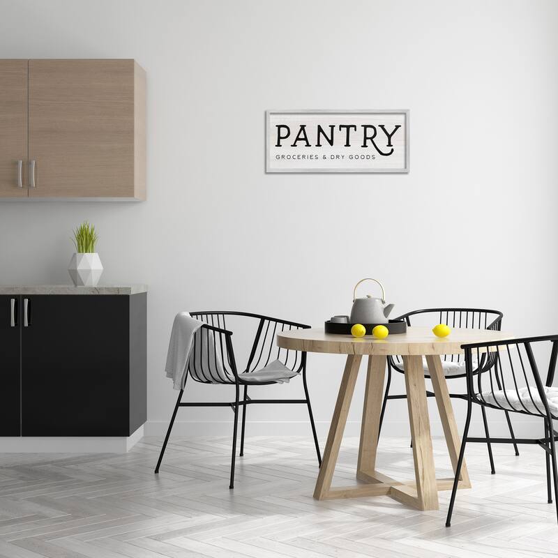 Stupell Rustic Pantry Sign Text Groceries Dry Goods Framed Wall Art - White
