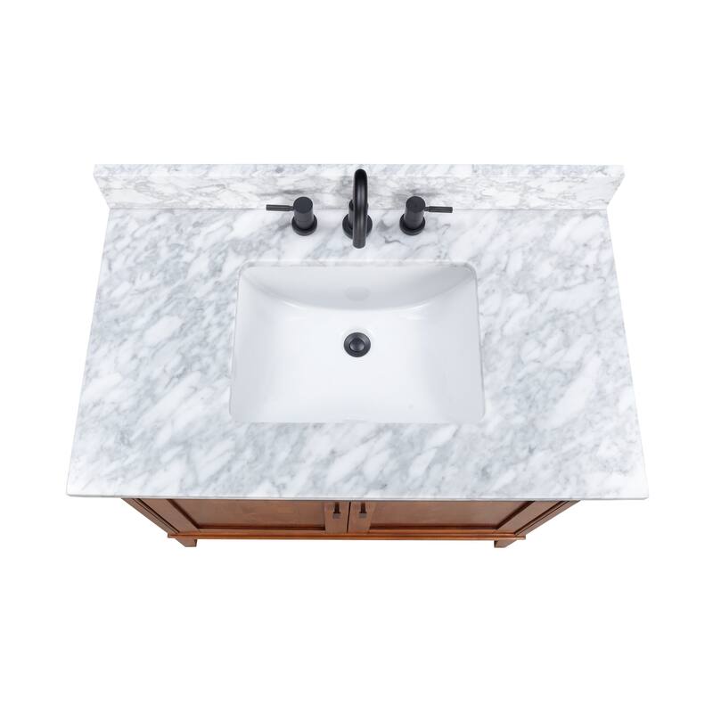 Madison 36 in. Single Sink Bathroom Vanity with Carrara Marble Top - 37"W x 22"D
