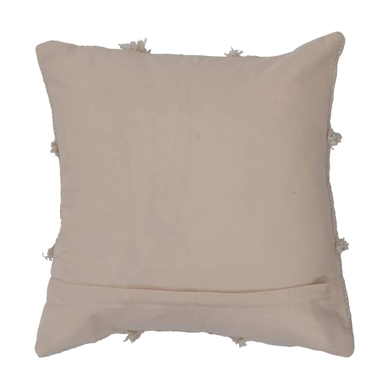 Woven Cotton and Wool Patchwork Pillow with Frayed Edges