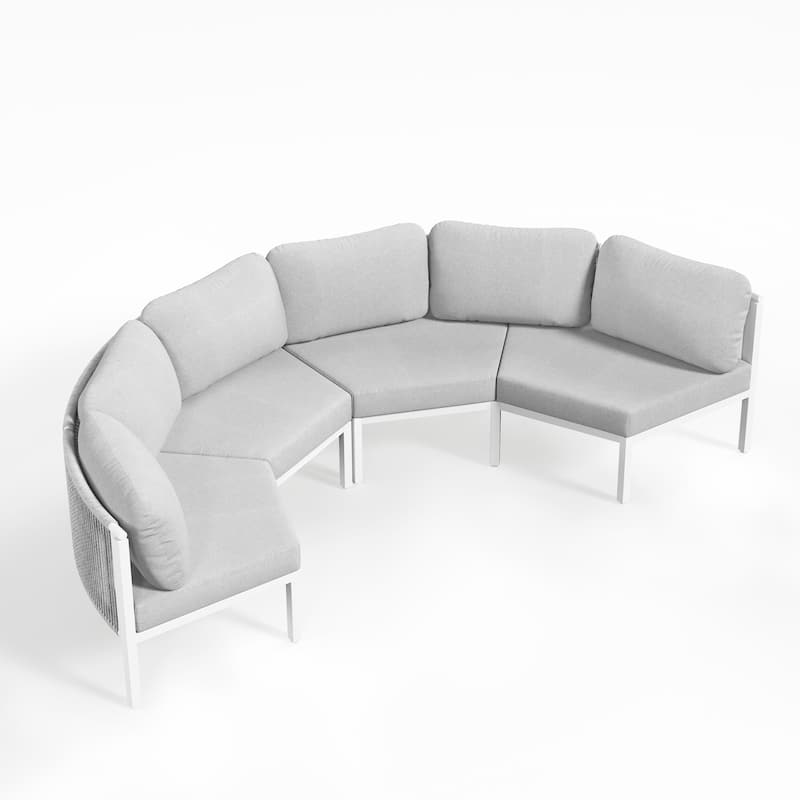 Outdoor Patio Furniture PE Rattan Wicker Half Round Curved Sofa Sectional Set
