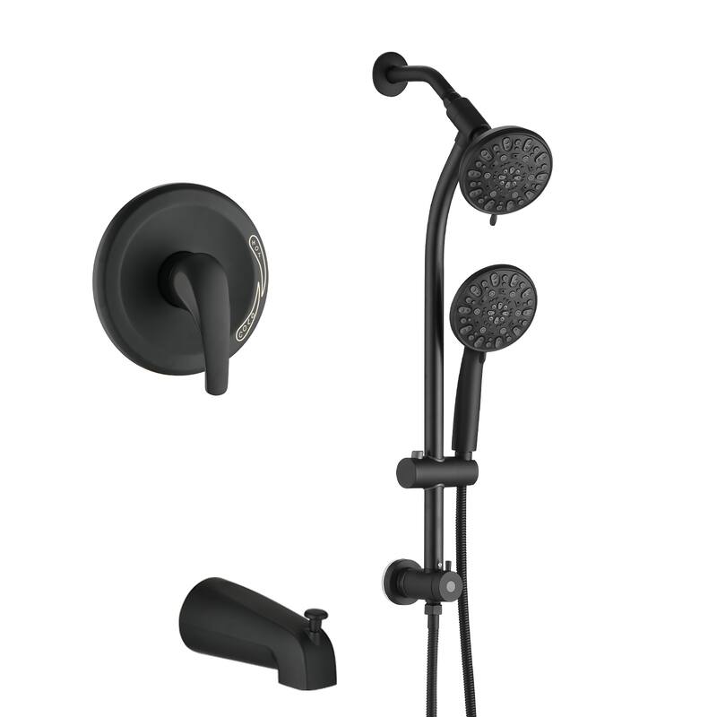 Tool-Free Shower Combo 7-Spray 1.8GPM - Matte Black