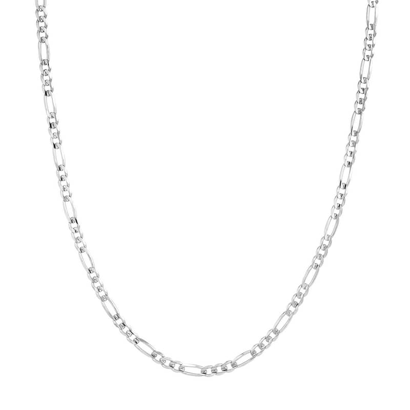 Curata 925 Sterling Silver Rhodium 3.9mm Concave Figaro Chain Necklace for Men (Lobster)