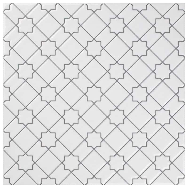 Merola Tile Sevillano Giralda White 7-7/8" x 7-7/8" Ceramic Wall Tile - Case (25 Tiles)