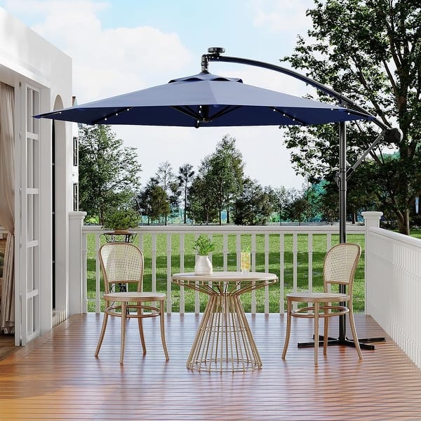 9 ft steel crank and tilt patio umbrella in cafe ACEGOSES 9-ft Steel Tan Push-button Tilt Market Patio Umbrella with Lights Polyester one_size