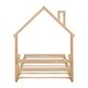 preview thumbnail 6 of 22, Twin Montessori Toddler Floor Bed Frame, House-Shaped Frame Headboard Bed with Fences, Pine Wood with Full-Length Guardrails