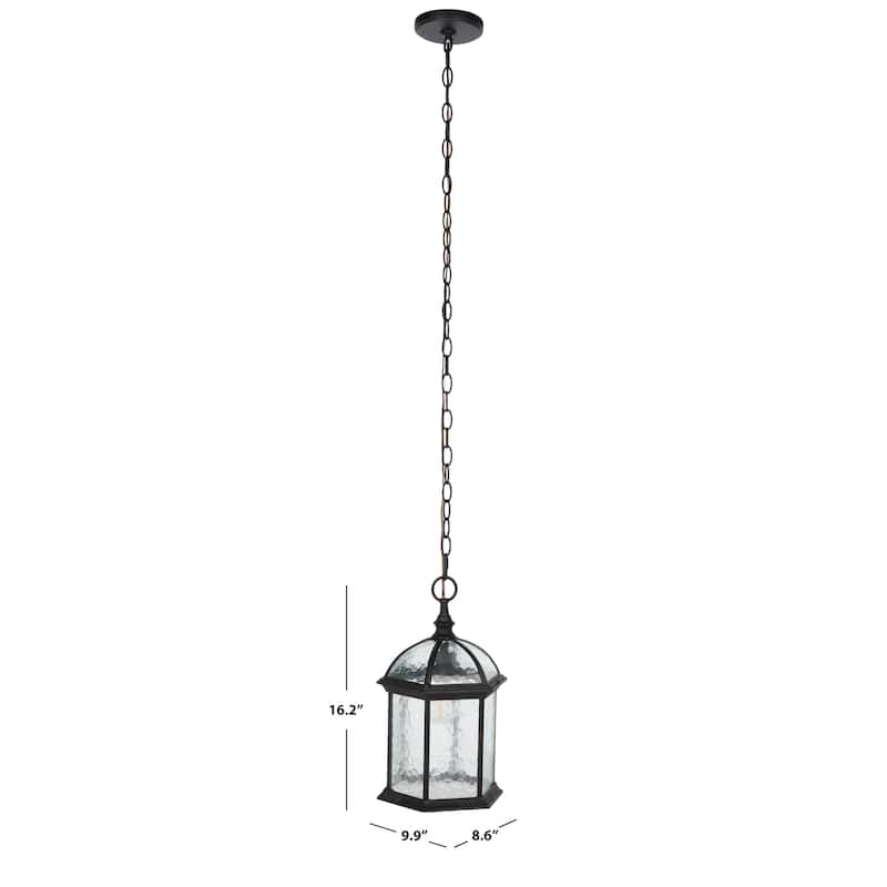 SAFAVIEH Lighting Kerana 10" Modern & Contemporary Outdoor Pendant - 10" W x 16" D x 9" H - Oil Rubbed Bronze - 10Wx16Dx9H