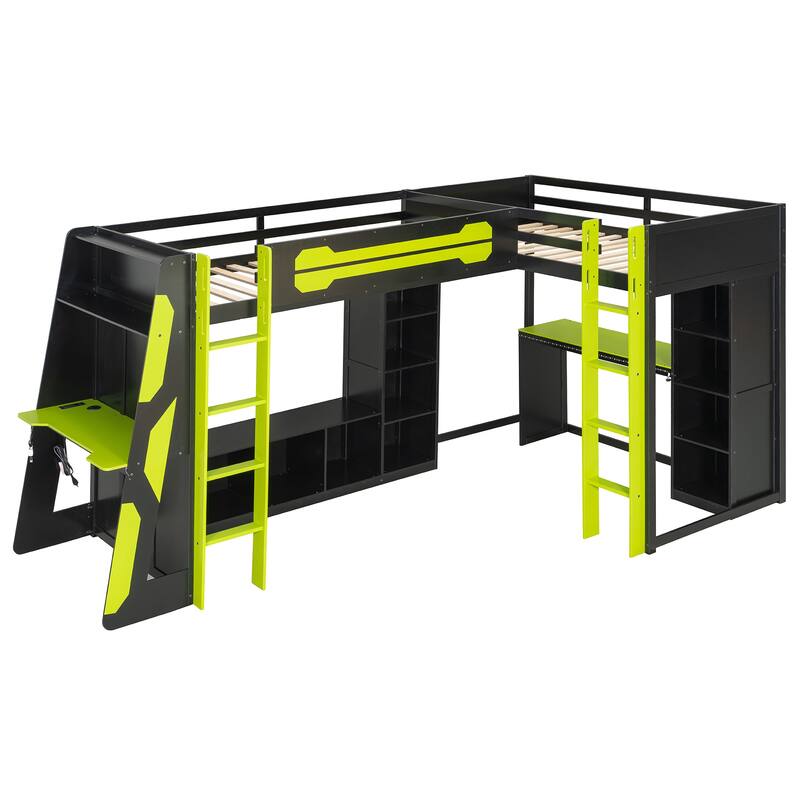 Ultimate L-Shaped Twin Loft Gaming Bed by Harper&Bright Designs